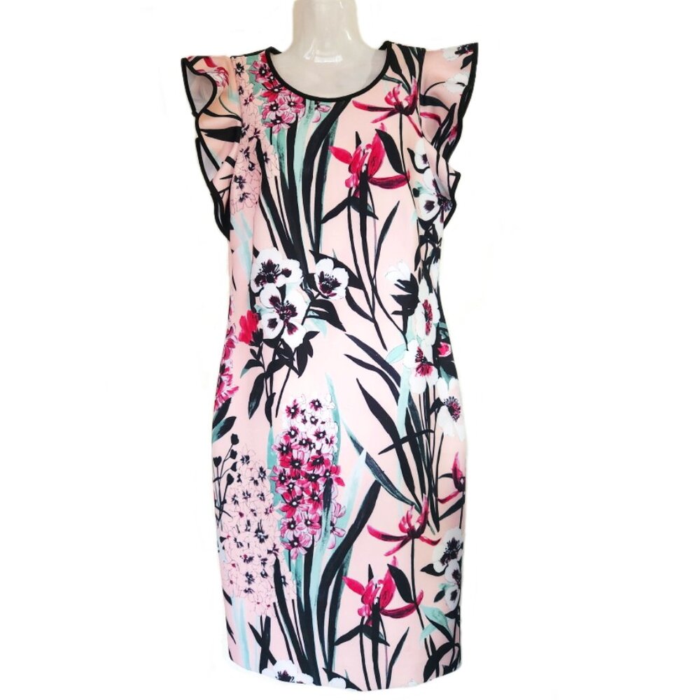 Stunning Tommy Hilfiger Pink Floral Bodycon Dress Size 8